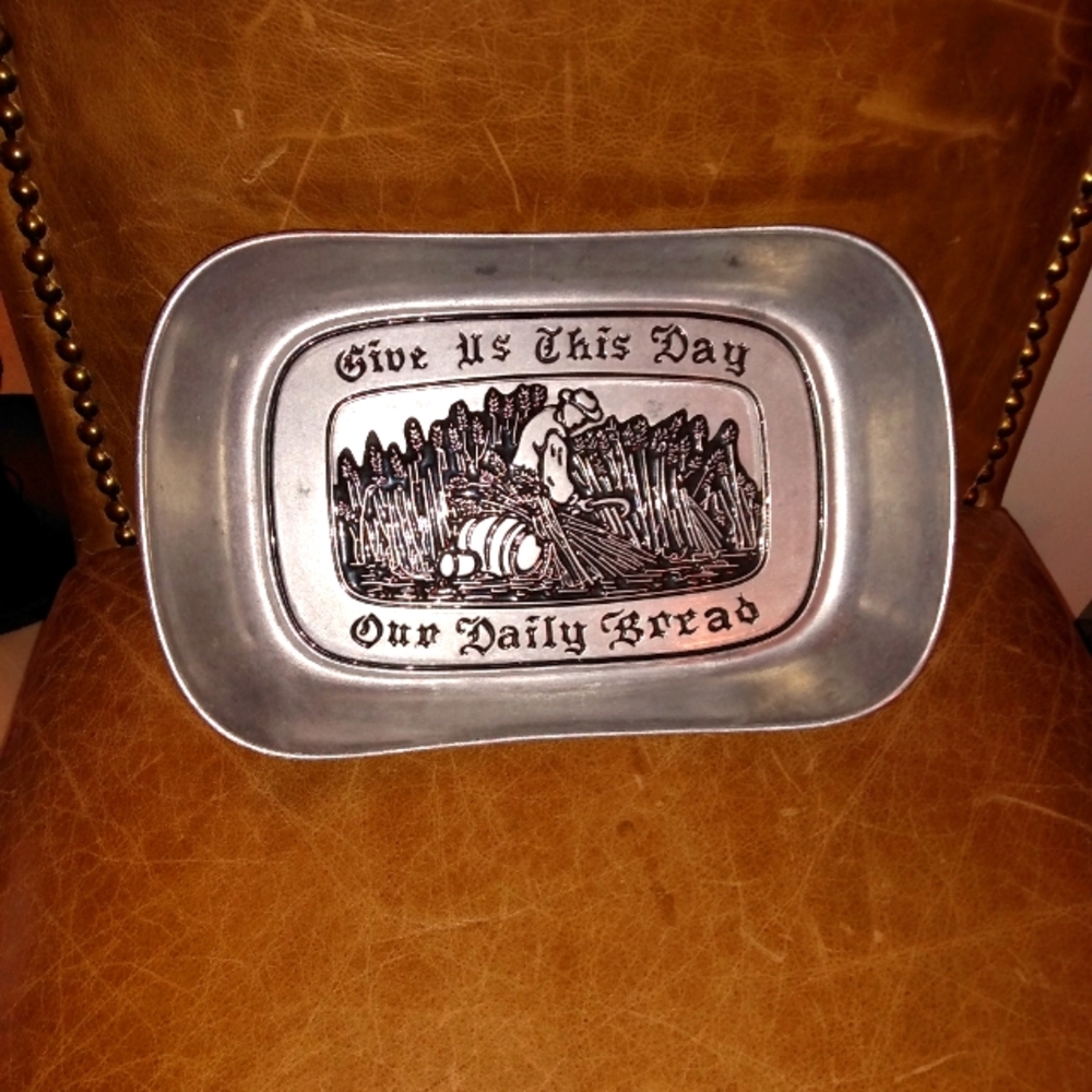 RWP brand  vintage pewter  bread plate